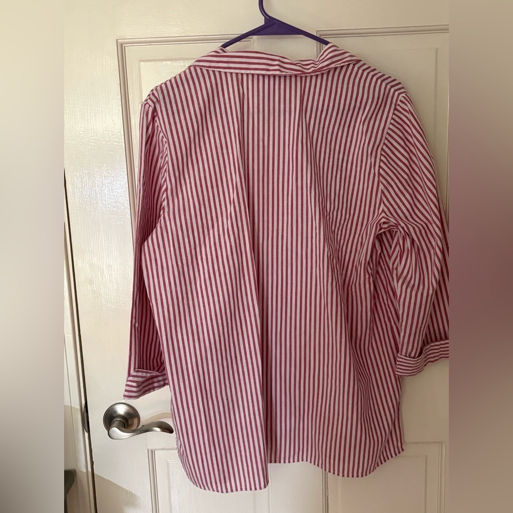 Coastal grandma nautical lighthouse button up striped top Blair medium - Picture 4 of 10